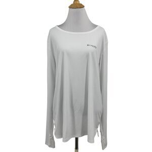 Columbia Shirt Womens Extra Large White PFG Skiff Guide Knit Long Sleeve UPF 40